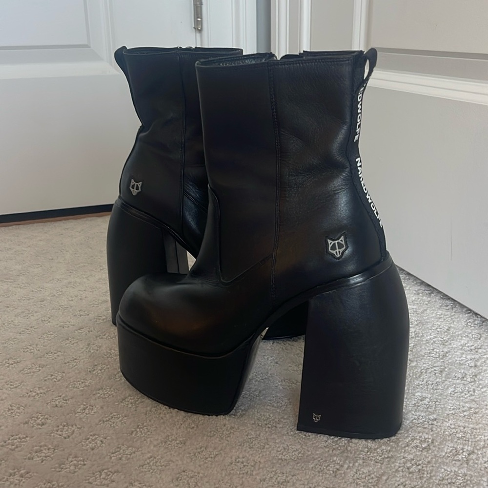 Naked Wolfe Platform Leather Ankle Boots